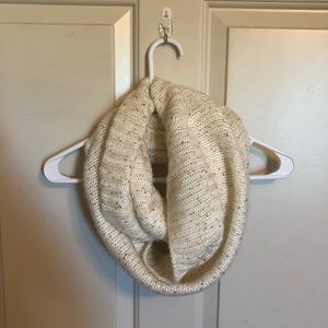 Cream infinity scarf with gold sequence